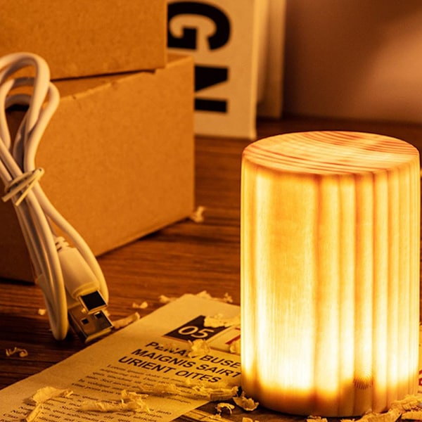 LED-pöytälamput Puunjyväinen yöpöytälamppu USB lataus LED-pöytävalaisin Lasten yövalaisin Syntymäpäivälahja