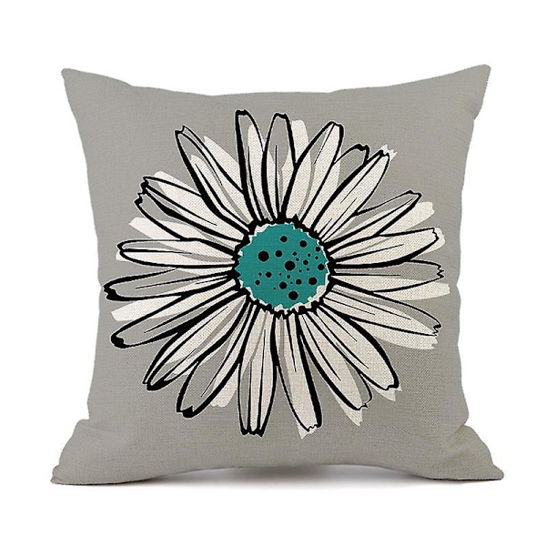 Sæt med 4 stk. dekorative pudebetræk, smukke 45 x 45 cm bløde holdbare firkantede pudebetræk med blomsterdesign trykt til sofa, seng