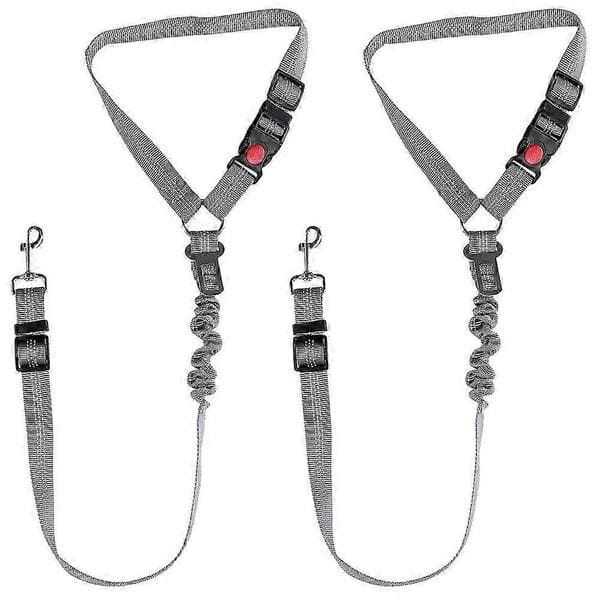Nackstöd hund bilbälte 2-pack Justerbart Slitstarkt Nackstöd Säkerhetsbälte Husdjur Hund Bil Säkerhetssele Med Elastisk Nylon Bungee Buffer Grå!ZZ59