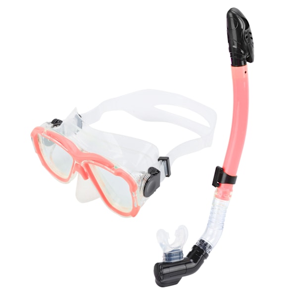 Vuxen Snorkel Set AntiFog Dykning Täcka Härdat Glas Ögon Med Torr Topp Snorkel Rör(Rosa )