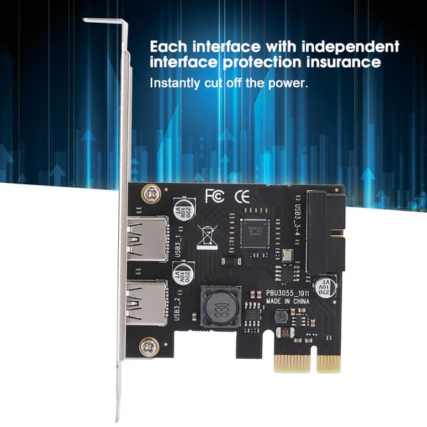 Riserkort PCI E til USB3.0 Stasjonær Datamaskin Tilbehør med Front 19 / 20PIN Grensesnitt