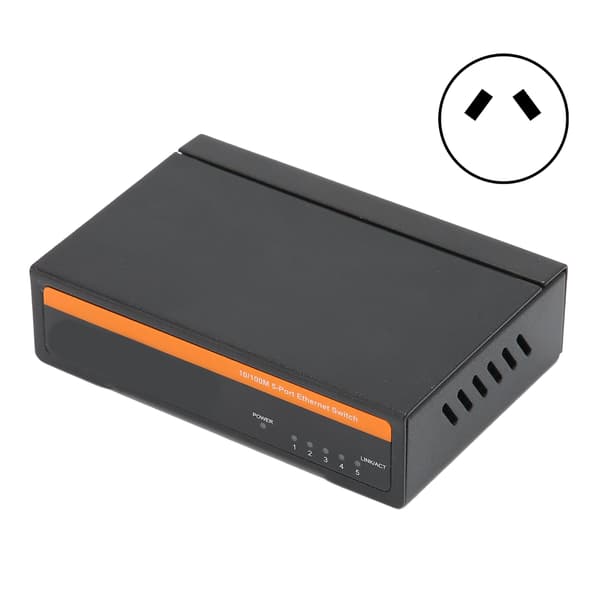 5-ports Ethernet Fiber Switch 100M TBCS4005E Plug Play Stabil Robust Computer Netværksswitch 100-240V (AU-stik)