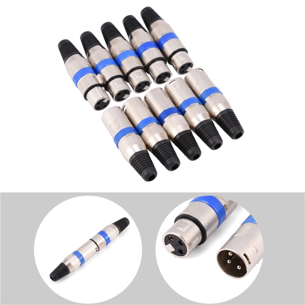 5 paria 3-nastainen XLR-mikrofoni-ääniliitin urospuolinen naarasliitin