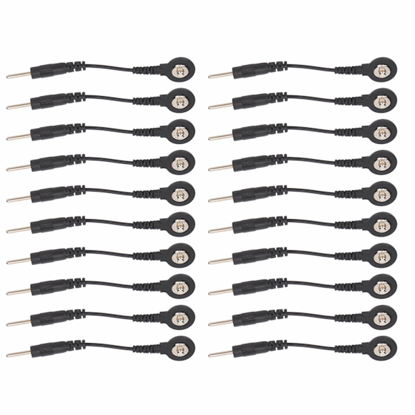 20 stk Black Snap Electrode Wire Elektrode Bly ledninger til TENS Machine Digital Treatment Machine 2 Tommer