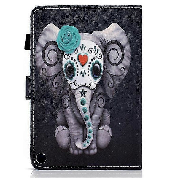 Målat Mönster Tpu Horisontellt Flip Läder Skyddsfodral För Kindle Fire Hd 8 2020 Zekai Rose Elephant