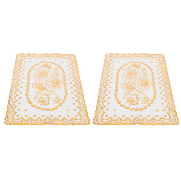 2 STK 30cmx45cm PVC Bordmåtte Guld Dækkeservietter Cup Coaster Pad Køkken BryllupsdekorationStyle 1