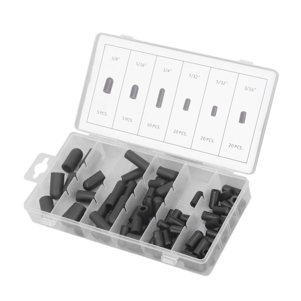 80 st dammsugare hatt plugg sortiment kit gummi hög temperatur resistent läckagesäker dammsugare hatt 5/32in till 3/8in svart