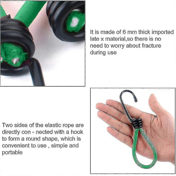 20 st Elastisk snodd med krok, elastisk gummistropp för presenningar, tält, trådhyllor, grön ZD HU