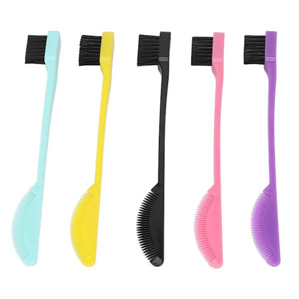 5 stk Dual Edge Brush Comb 2 I 1 Edge Dobbeltsidet Kontrol Hår Hårlinje Øjenbryn Børste Kam Makeup Værktøj