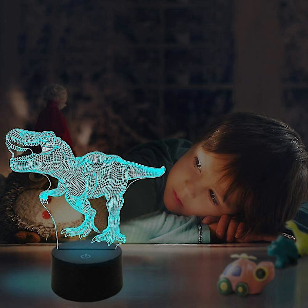 Dinosaurie Sänglampa Barn 3D 4 Mönster 16 Färger Variabel Dimning Gåva