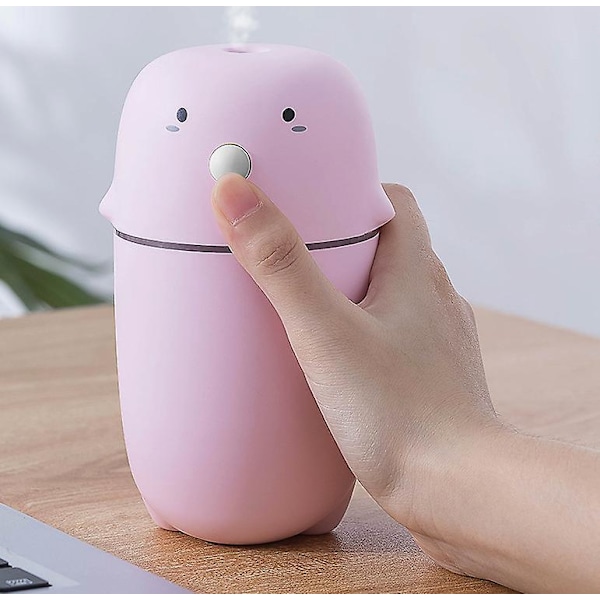 Mini Sjov Luftfugter Pink, Natlysfunktion, Automatisk Slukning, Støjsvag 140*50*60mm