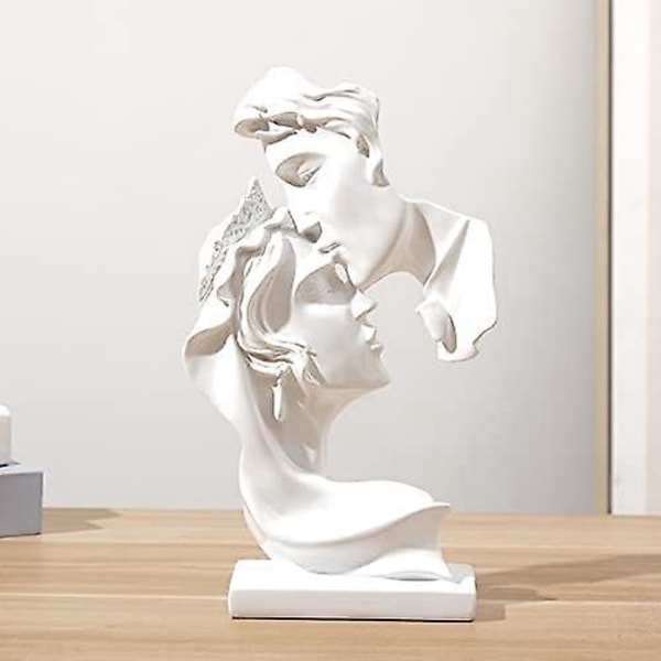 1 Styck Kreativ Parstaty - Hartsstaty i Vit Färg, Älskande Skulptur, Modern Konstfigur, Bordsdekoration för Hemmakontor Vardagsrum