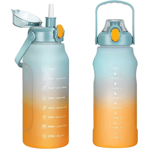 Stor läckagesäker vattenflaska med sugrör - 74 Oz Motiverande Hydreringskanna för utomhusaktiviteter, vandring, camping, löpning