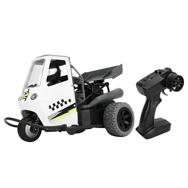 Trehjulet RC-bil 1/18 skala Retro fjernkontroll Høyhastighets Driftbil med spray og lys for voksne barn Grå