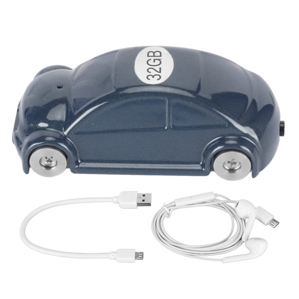 Mini-optager HD støjreducerende stemmeaktiveret bilformet MP3 lille optager med tidsstempel til møde klasse neutral engelsk mørkeblå 32GB