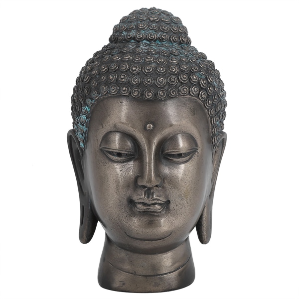 Harpiks Buddha Hoved Statue Figur Ornament Buddhistisk Forsyning Hjem Bordplade Stue Udsmykning