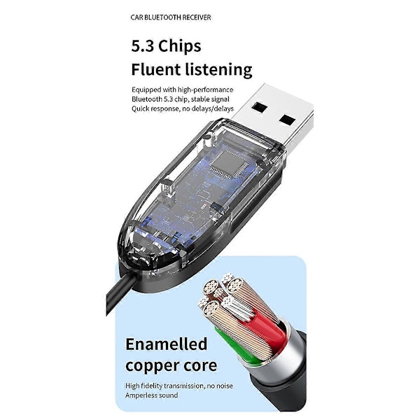 Ny 5.3 Bluetooth-mottagare Ingen Ström Bil Mp3-spelare 3.5aux Adapter