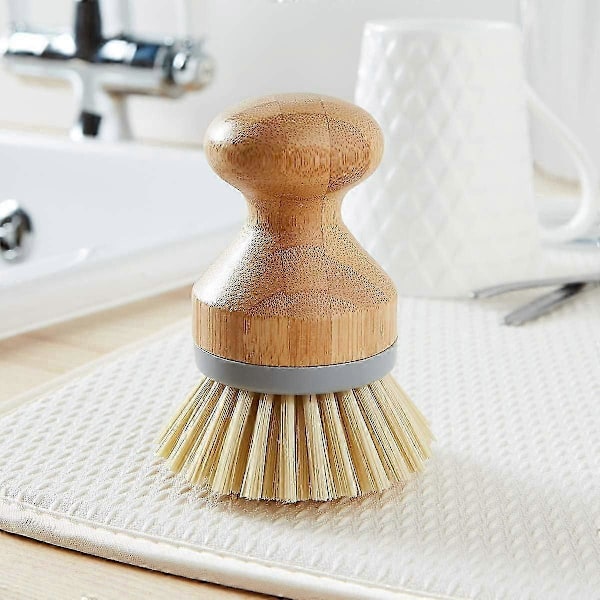 Diskborste med Naturlig Bambu, Grå/Trä, 6.7 x 9 cm_SZXM