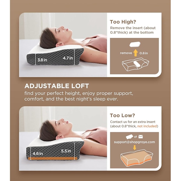 Justerbar Nackkudde för Smärtlindring Sömnförbättring Ergonomiskt Stöd för Axlar Sval Nackkudde i Memory Foam Luktfri Ortopedisk Sängkudde för Hållning