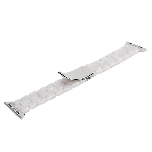 Vit hartsrem i resin, unikt lätt armband, ersättning för IOS Watch, 42 mm/44 mm