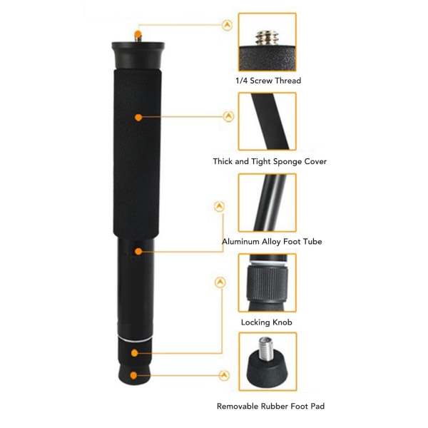 Aluminiumlegeringskamera Monopod för vandring och camping