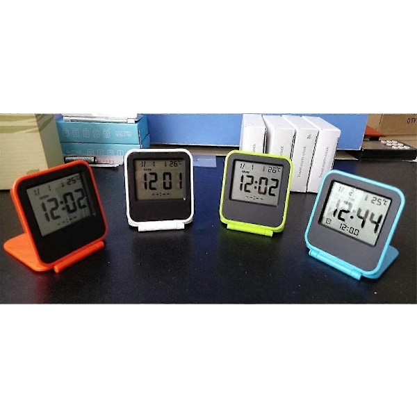 Mini Flip Rese Elektronisk Klocka Termometer Klocka Vikbar Tyst Mode Portabel - GSL orange