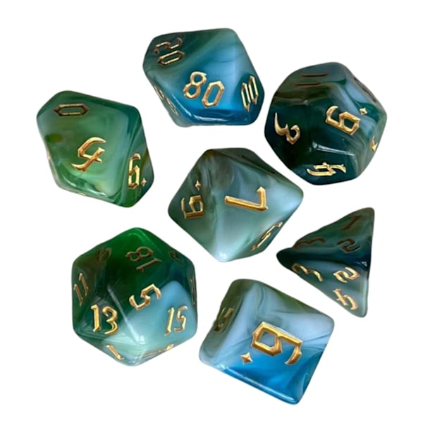 7 x Maalatut Monitahokkaat Nopat Perhepelit DND RPG MTG Korttipeleihin Perheille B