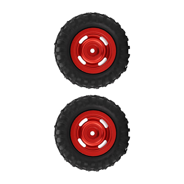 2 st 55 mm gummidäck med 4-håls aluminiumlegeringshjulnav för Axial SCX24 1/24 RC-bil uppgraderingsdelar röd