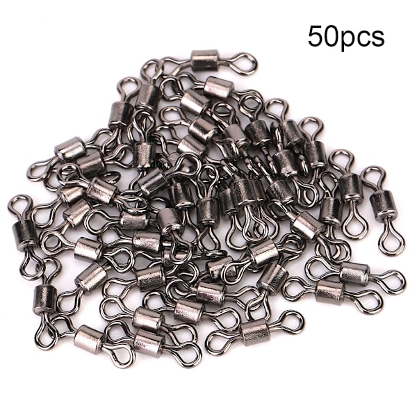 50pcs Stainless Steel Fishing Connector Pin Bearing Rolling Swivel Fish Accessories(#8)