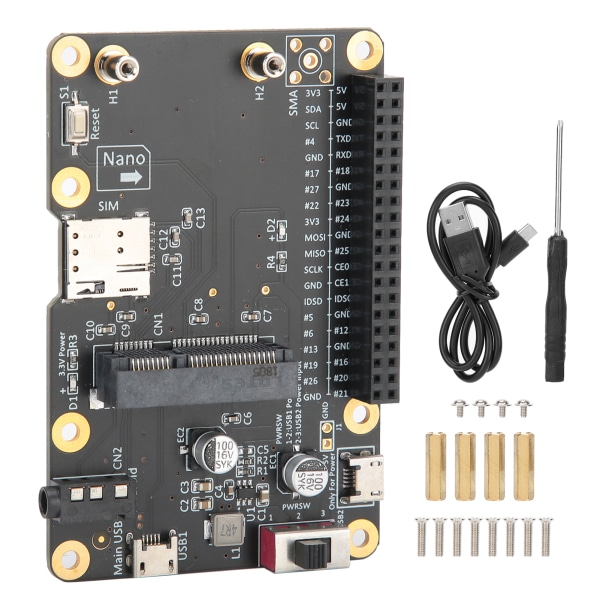 3G/4G LTE-pohjahattu Raspberry Pi 4/3/2/B+ -moduulille, tietokonekortti USB -liitäntään SIM-kortilla