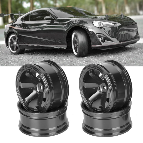 Aluminiumslegeringshjulnavfælge Reservedele Tilbehør Passer til 1/10 RC Flat Running Drift Car5-Eger Sort