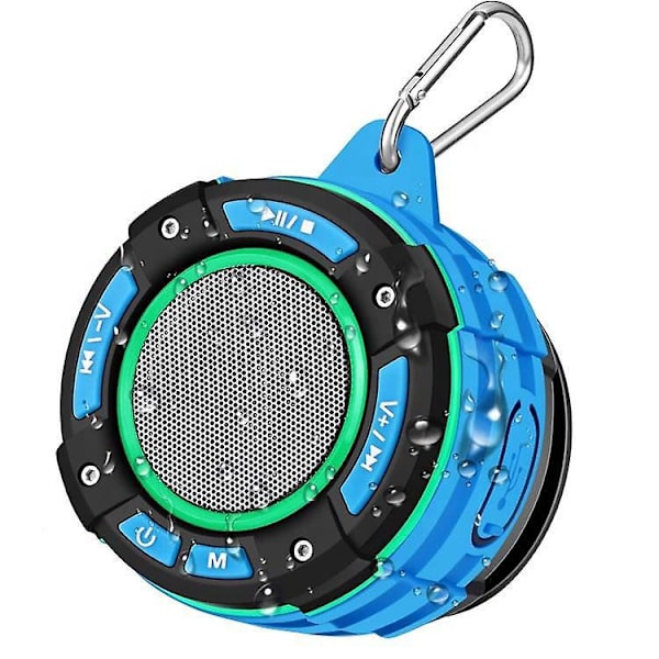 Vattentät Bluetooth-duschhögtalare med sugkopp, bärbar och 360° surroundljud (blå)