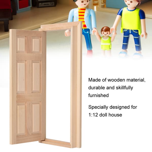 1:12 Dockhus Mini Trädörr för Dockor DIY Dockhus Möbeltillbehör