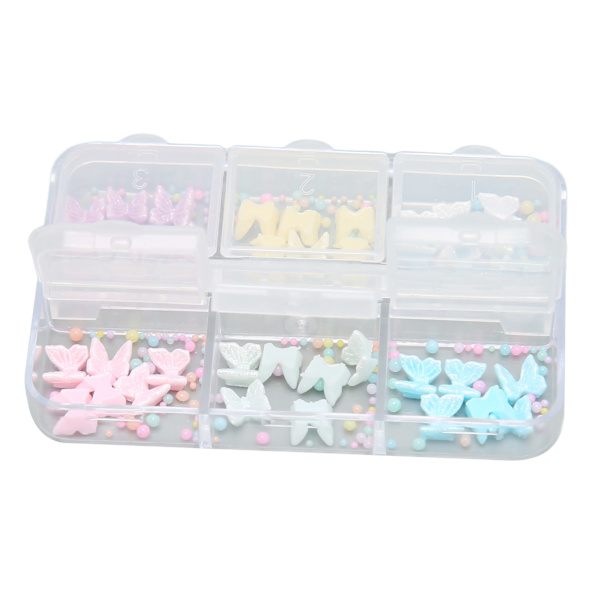 1 Box Nail Art Decals Hartsi Kynsien koristelu Useita värejä Rusetti solmu ja helmet Tarvikkeet