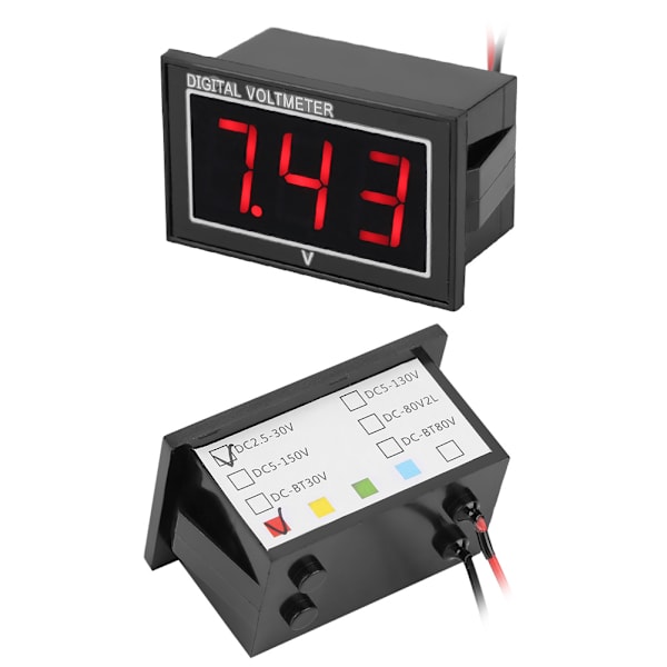 1 stk. Digital 0,56″ LED-display Vandtæt Voltmeter DC Spændingsmåler Panel (2,5-30V, Rød)