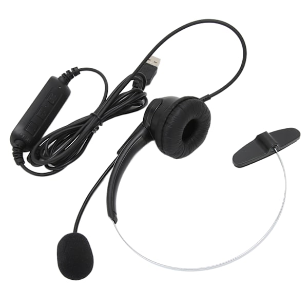 USB-headset med mikrofon, støjreduktion og volumenkontrol til forretningsmøder, Skype, telefonopkald, callcenter og kontor