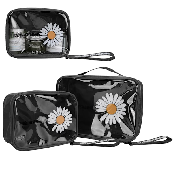 2stk Makeup Opbevaringstaske PVC Transparent Toiletartikler Rejse Kosmetiktaske Bærbar Makeup Taske Sort