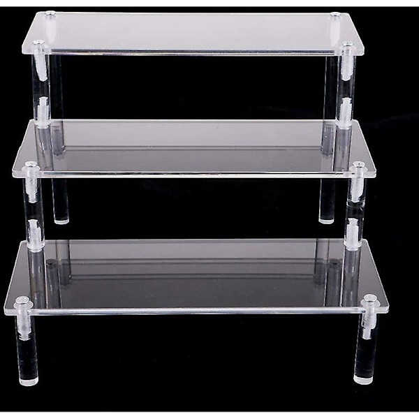 Klar Akryl Display Stand, 3-lags Klar Trappehylde, Akryl Display Stand til Samlinger, til Fremvisning af Figurer, Neglelak, Kosmetik
