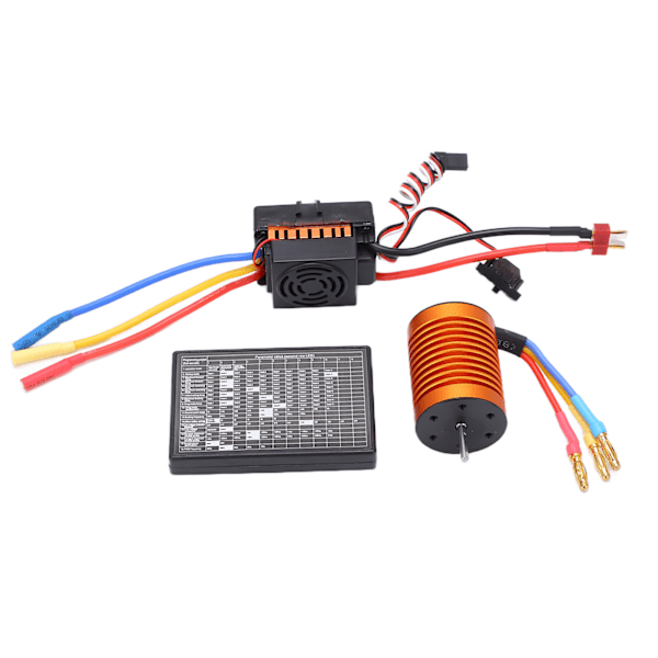 F540 4370KV børsteløs motorsett med vanntett 60A ESC og programmeringskort for 1/10 RC-bil