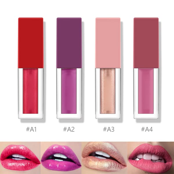 4 stk. Mote Flytende Leppestift Langvarig Lipgloss Damekosmetikk (A)