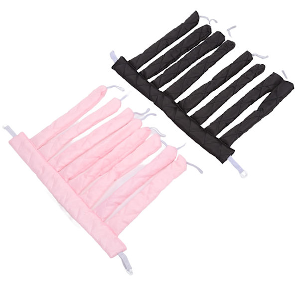 Varmeløs krøllebånd 2 stk. stort bølget fluffy krølle hår sove krølle hår pandebånd pink sort