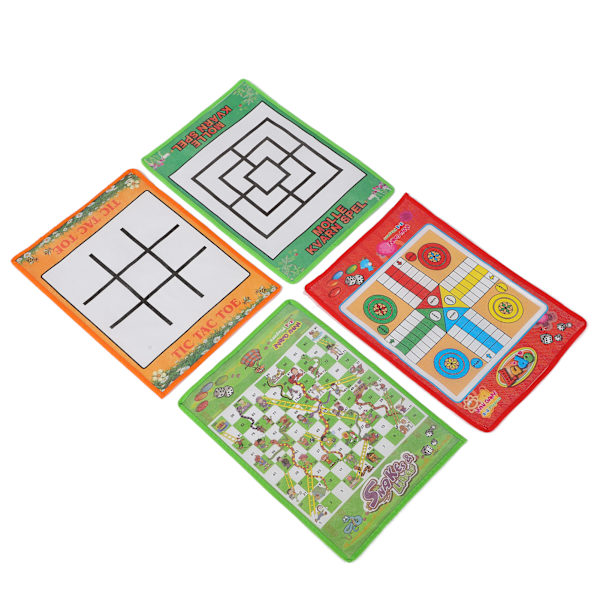 Snake and Ladder Kids Nio Män Morris Portable Flygande Schack Ludobräde för familjespel 4 i 1 set