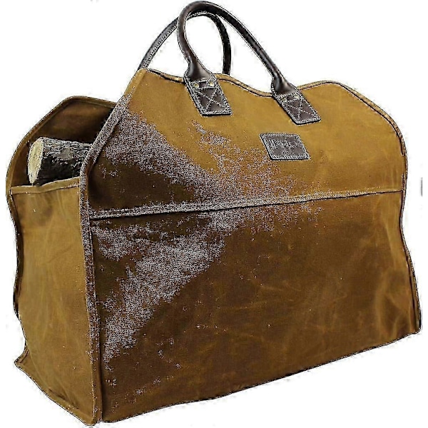 STAGE Kraftig Vokset Canvas Brændebærepose, Stor Brændetaske, Holdbar Brændeholder - Rust