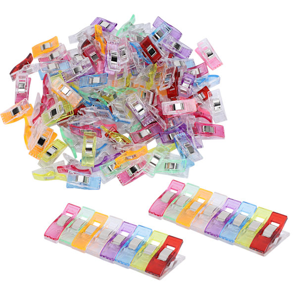 100 stk Hemming Clips DIY Fargerike Plast Stoff Stoff Håndverk Klips Sytilbehør