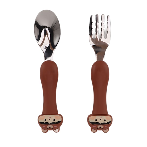 Baby Fork Cute Cartoon Shaped Spoon PP Handle Stainless Steel Tableware for Children Feeding Training Bear