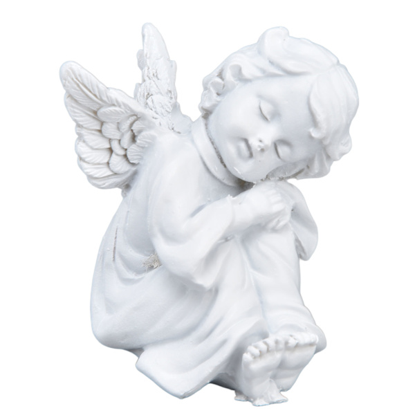 Cherub Statue Syntetisk harpiks Materiale Dejlig stil hvid baby figurer til festdekorationer Cherub statue venstre