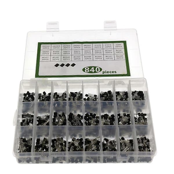 840 stk./sett 24 verdier TO-92 transistor BC547 BC327 transistorsett