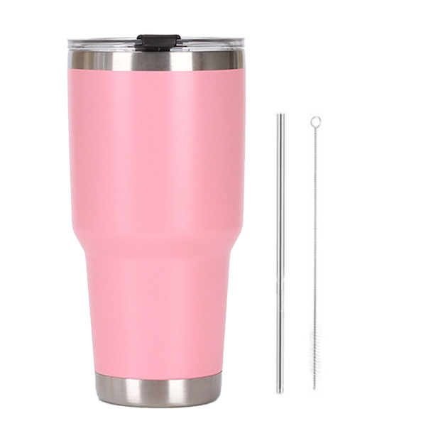 30oz Bilisolering Kopp Rosa Rostfritt Stål Bärbar Plastsprayning Isolerad Mugg för Utomhus