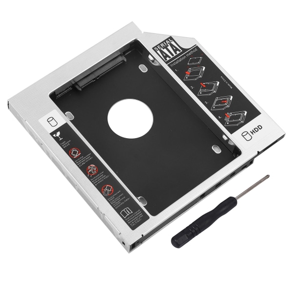 12,7 mm aluminium SATA HDD SSD-kapsling Hard Disk Drive Bay Caddy Optisk DVD-adapter for bærbar PC