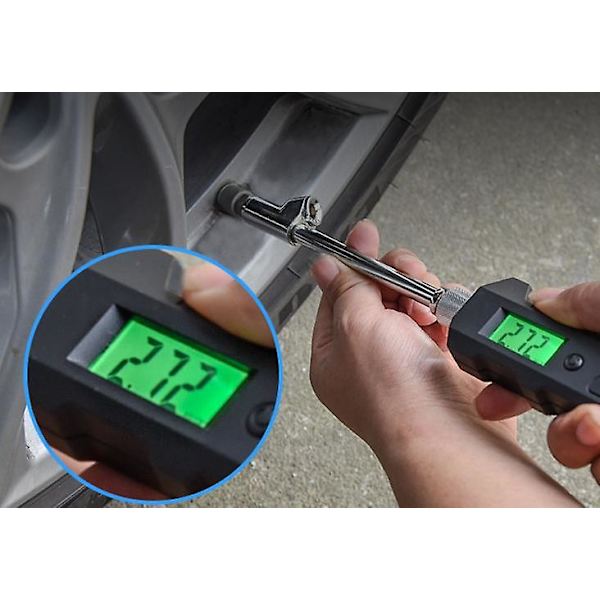 Digital Däcktrycksmätare för Tung Last - 150 Psi, Dubbelhuvud, Rostfritt Stål, Lastbil & Husbil, Bakgrundsbelyst LCD & Ficklampa, Biltillbehör